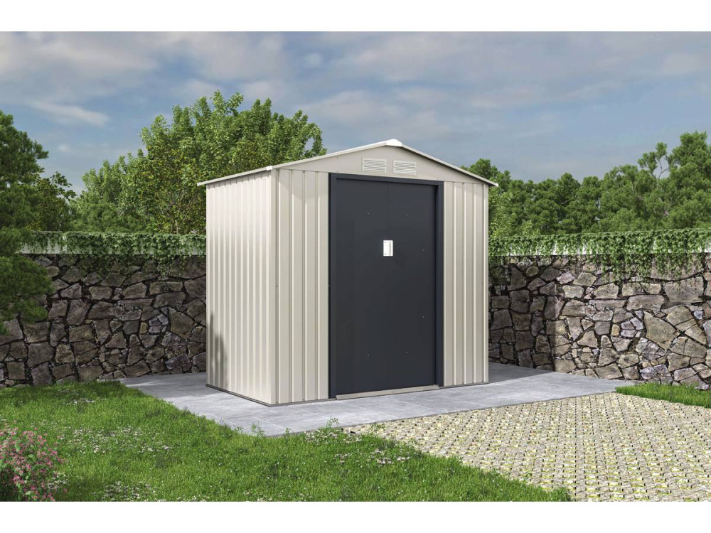 Nebraska metal garden shed - 4.07 m² - Beige/Anthracite grey