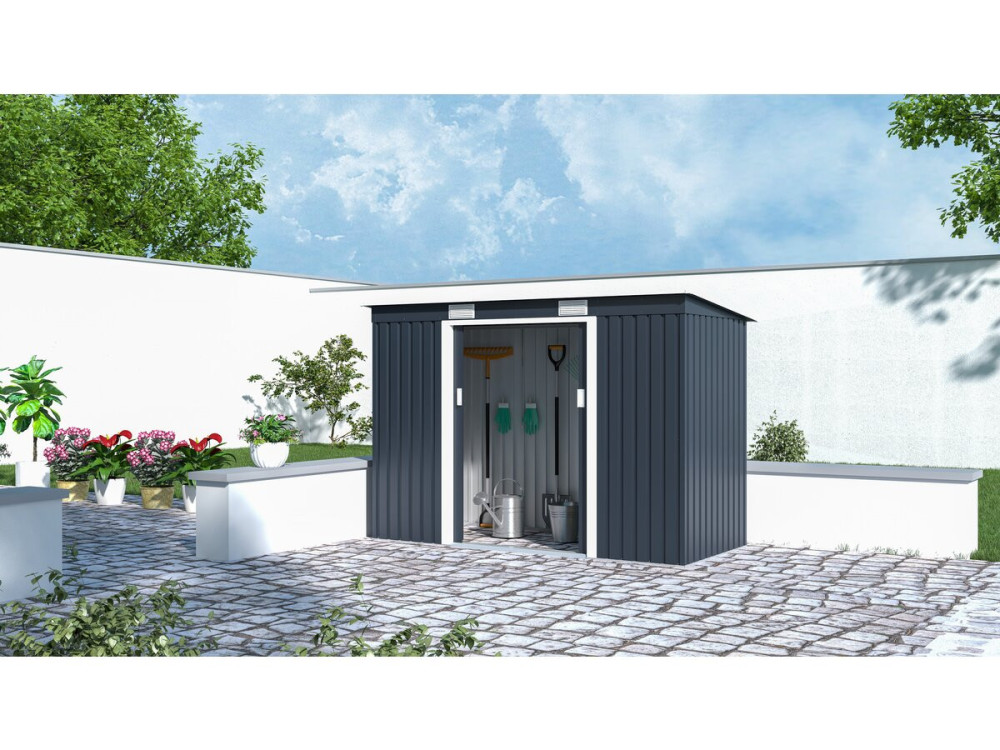 Austin single-slope metal garden shed - 3.14 m2 - Grey