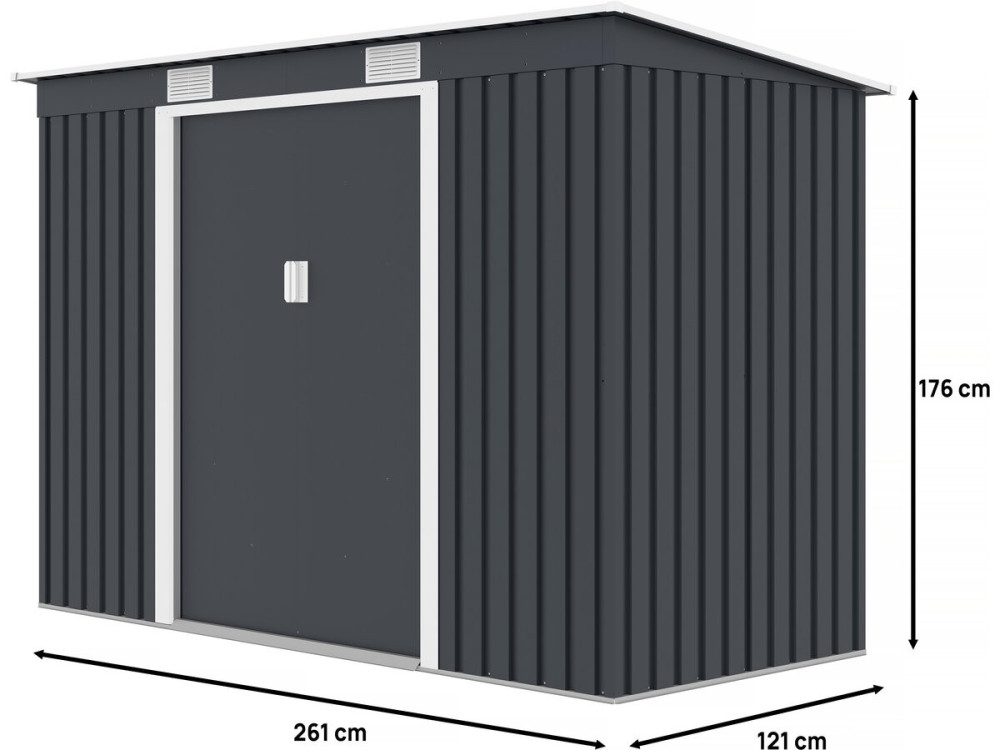 Austin single-slope metal garden shed - 3.14 m2 - Grey