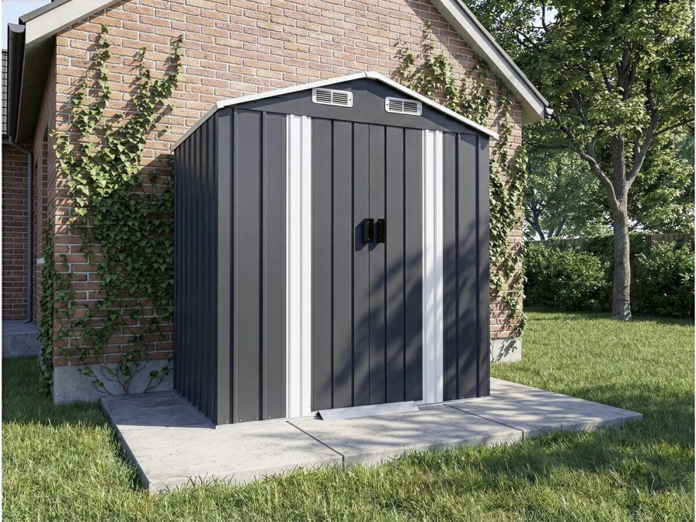 Metal garden shed with sliding door "Boston" - 2,17 m² - Grey