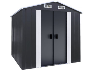 Metal garden shed with sliding doors "Boston" - 4.12 m² - Grey
