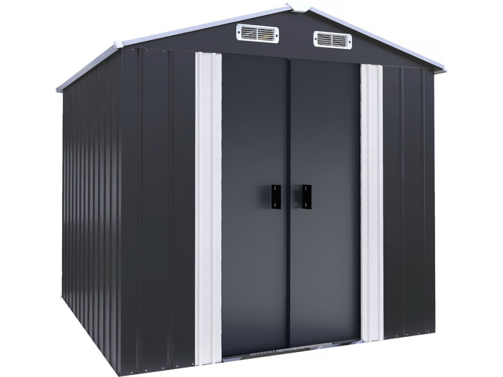 Metal garden shed with sliding doors "Boston" - 4.12 m² - Grey