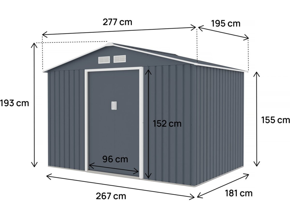 Vegas II" metal garden shed - 5,29 m2 - Grey