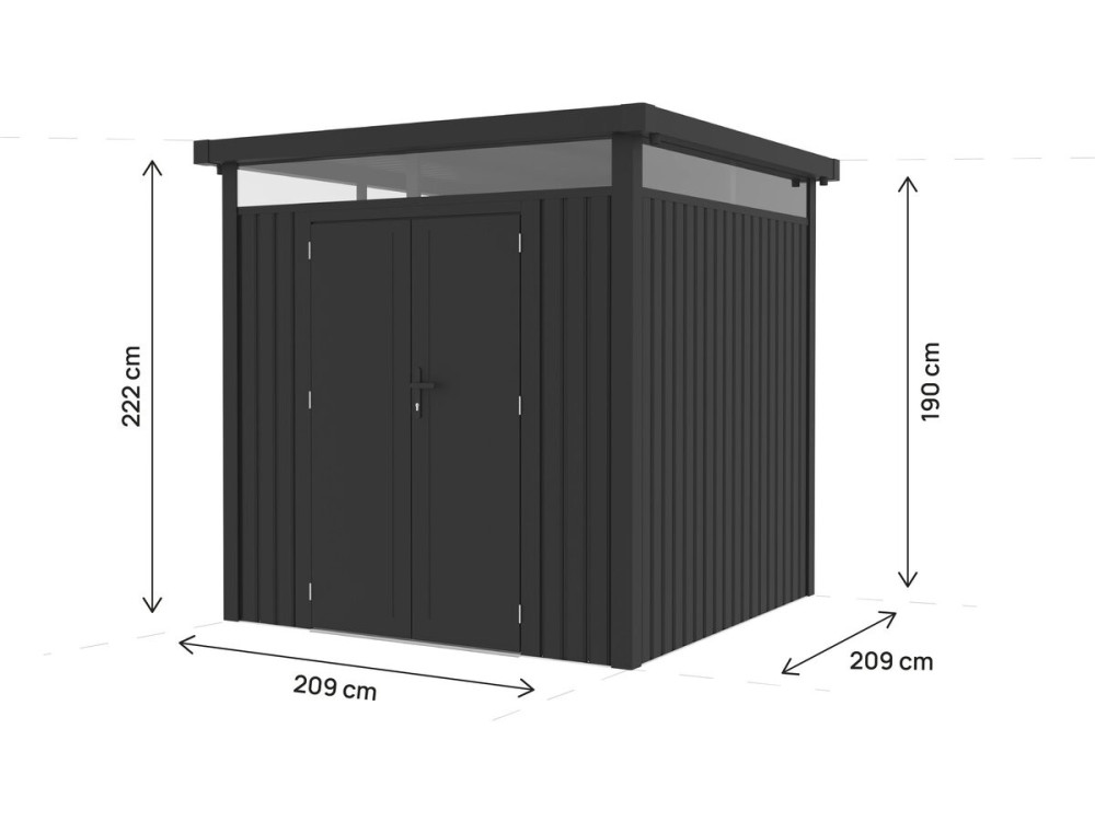 "Lexinton" Premium Metal Garden Shed with Flat Roof and Swing Door - 5.29 m² - Gray