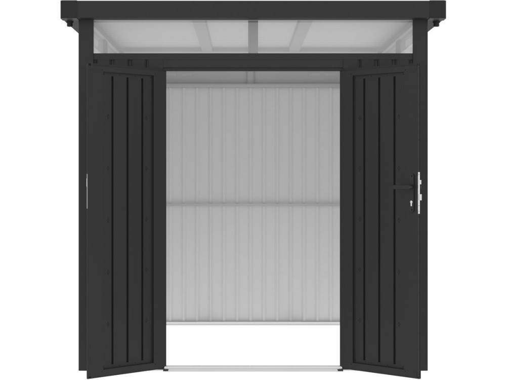 "Lexinton" Premium Metal Garden Shed with Flat Roof and Swing Door - 5.29 m² - Gray