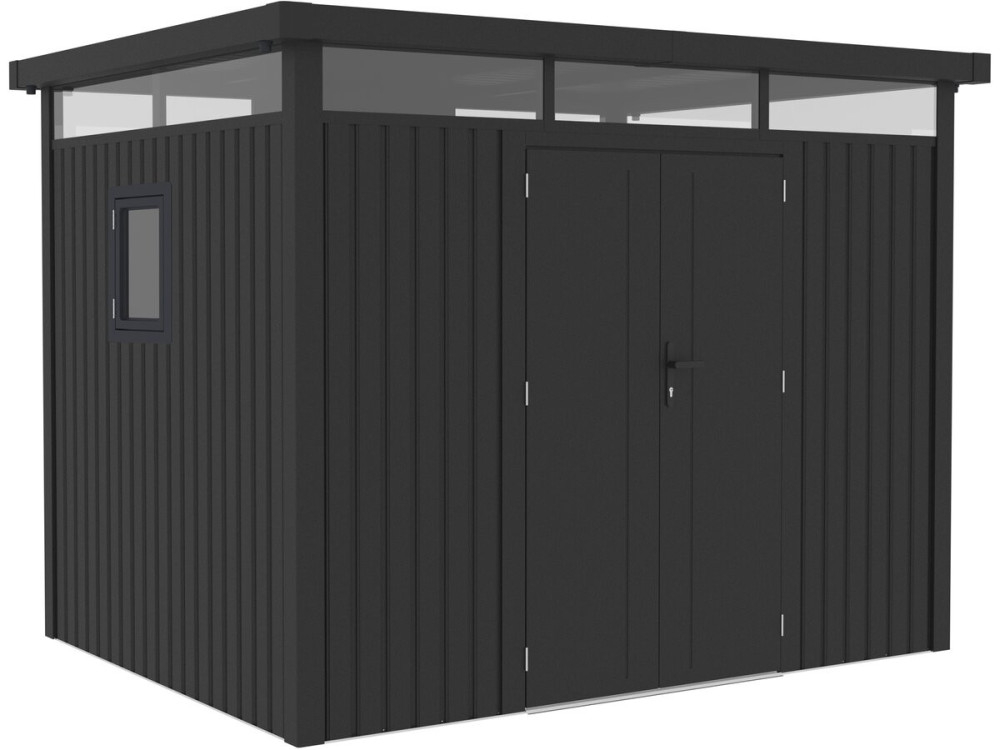 "Lexinton" Premium Metal Garden Shed with Flat Roof and Swing Door - 6.76 m² - Gray
