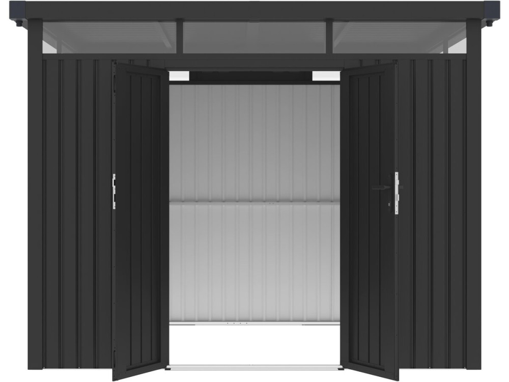 "Lexinton" Premium Metal Garden Shed with Flat Roof and Swing Door - 6.76 m² - Gray