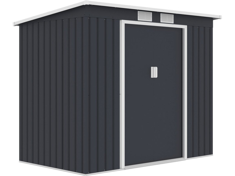 "Orlando" Metal Garden Shed with Single-Slope Metal Roof - 2.81 m² - Gray