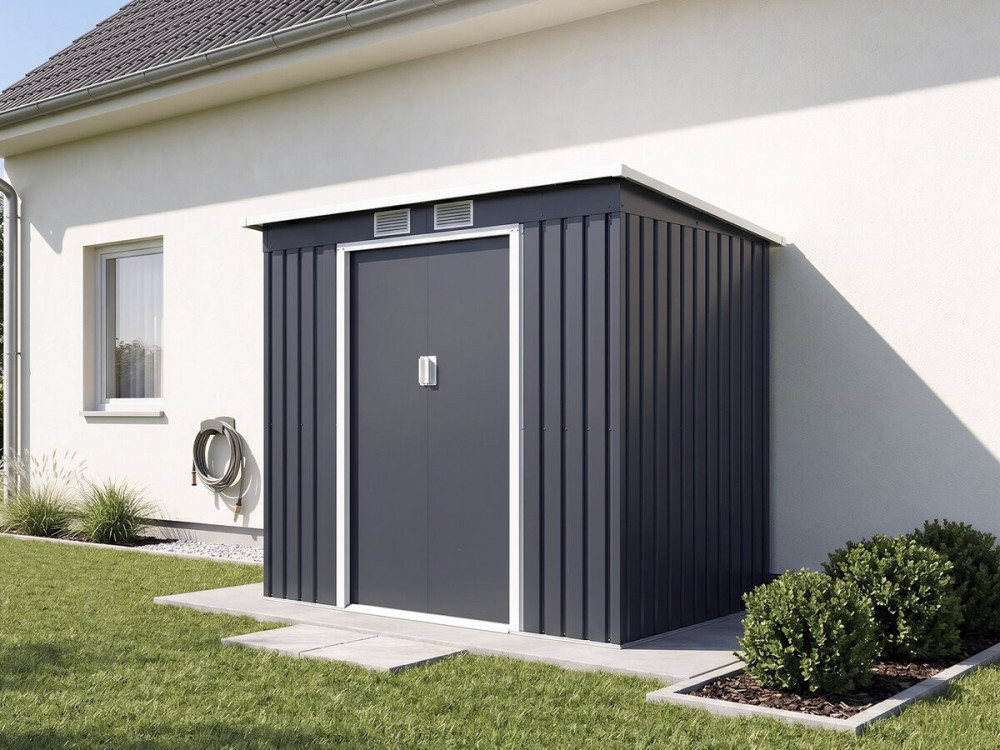 "Orlando" Metal Garden Shed with Single-Slope Metal Roof - 2.81 m² - Gray