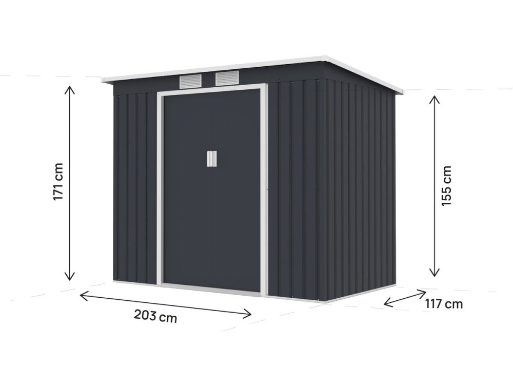 "Orlando" Metal Garden Shed with Single-Slope Metal Roof - 2.81 m² - Gray