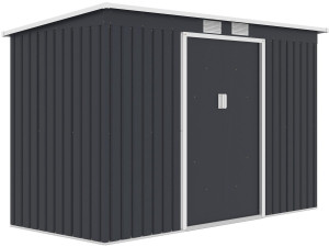 "Orlando" Metal Garden Shed with Single-Slope Roof - 3.64 m² - Gray