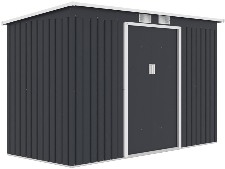 "Orlando" Metal Garden Shed with Single-Slope Roof - 3.64 m² - Gray