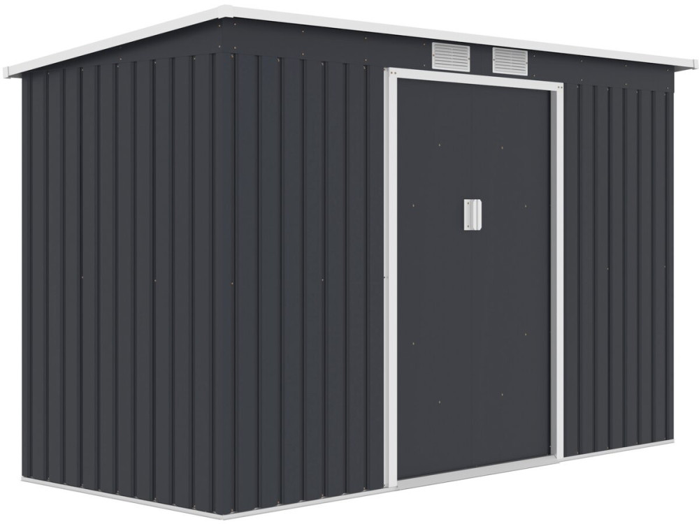 "Orlando" Metal Garden Shed with Single-Slope Roof - 3.64 m² - Gray