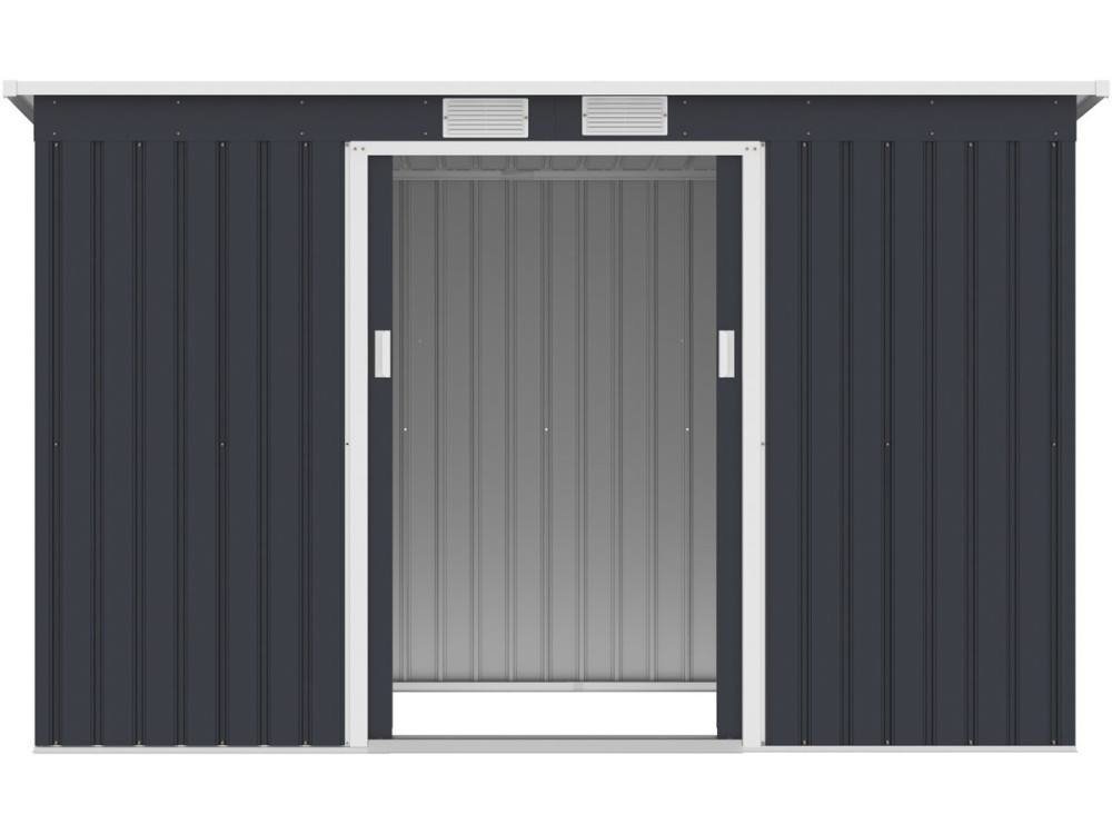 "Orlando" Metal Garden Shed with Single-Slope Roof - 3.64 m² - Gray