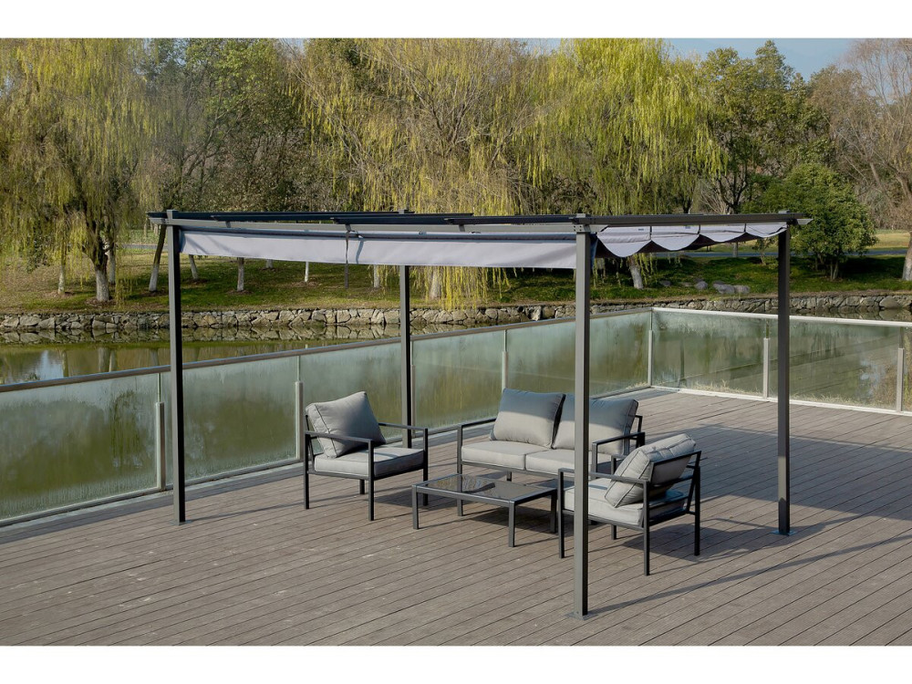 Metal pergola with retractable roof - 3 x 4 m - Anthracite grey