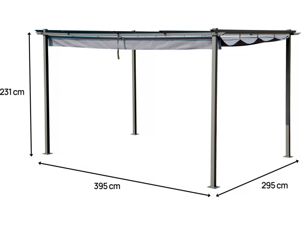 Metal pergola with retractable roof - 3 x 4 m - Anthracite grey
