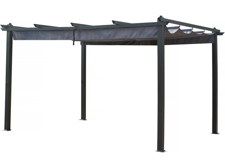 Aluminium pergola with retractable roof - 3 x 4 m - Anthracite grey