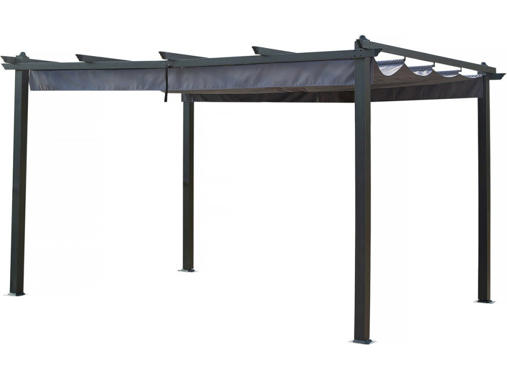 Aluminium pergola with retractable roof - 3 x 4 m - Anthracite grey