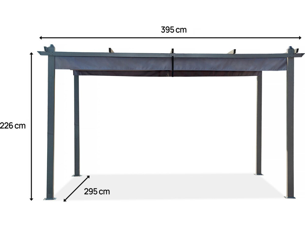 Aluminium pergola with retractable roof - 3 x 4 m - Anthracite grey