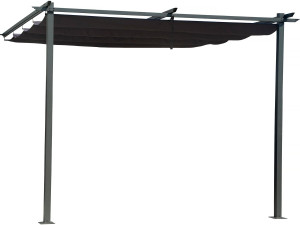 Lean-to pergola with retractable roof - 3 x 3 m - Anthracite grey