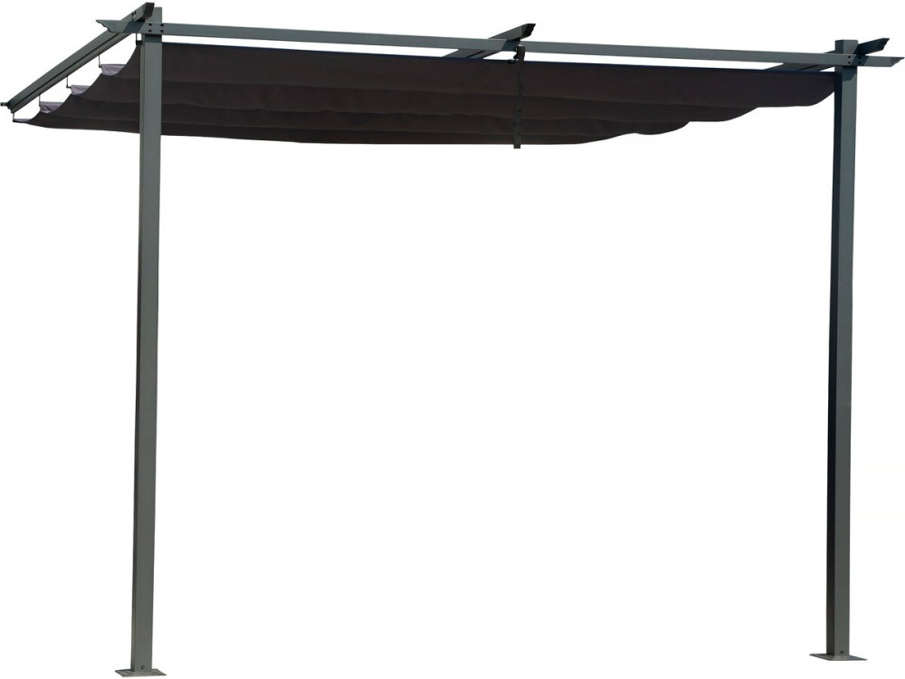 Lean-to pergola with retractable roof - 3 x 3 m - Anthracite grey