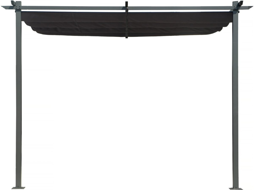 Lean-to pergola with retractable roof - 3 x 3 m - Anthracite grey