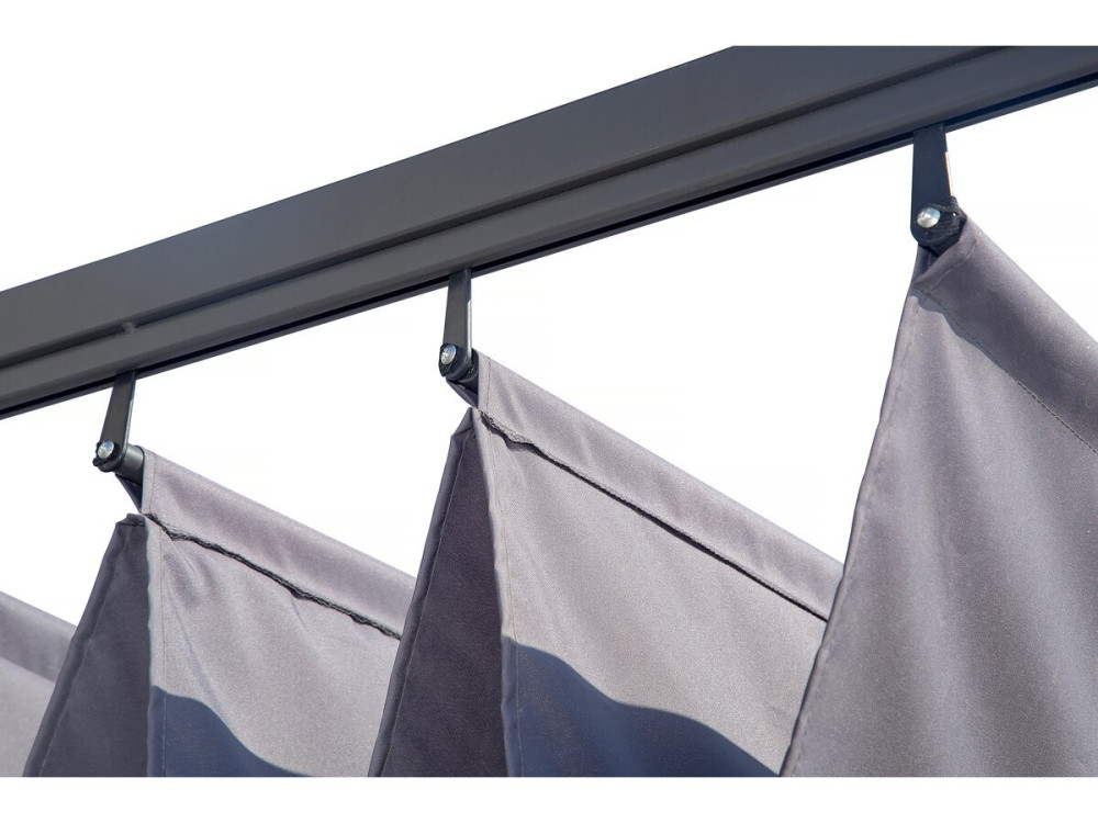 Lean-to pergola with retractable roof - 3 x 3 m - Anthracite grey