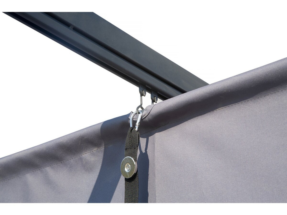 Lean-to pergola with retractable roof - 3 x 3 m - Anthracite grey