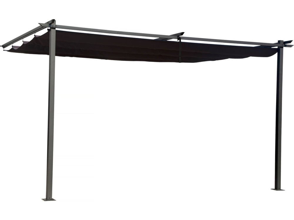 Metal lean-to pergola with retractable roof - 3 x 4 m - Anthracite grey