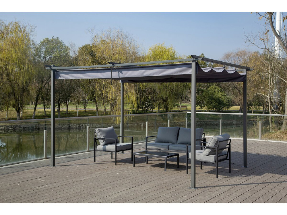 Pergola with retractable roof - 3 x 4 m - Grey