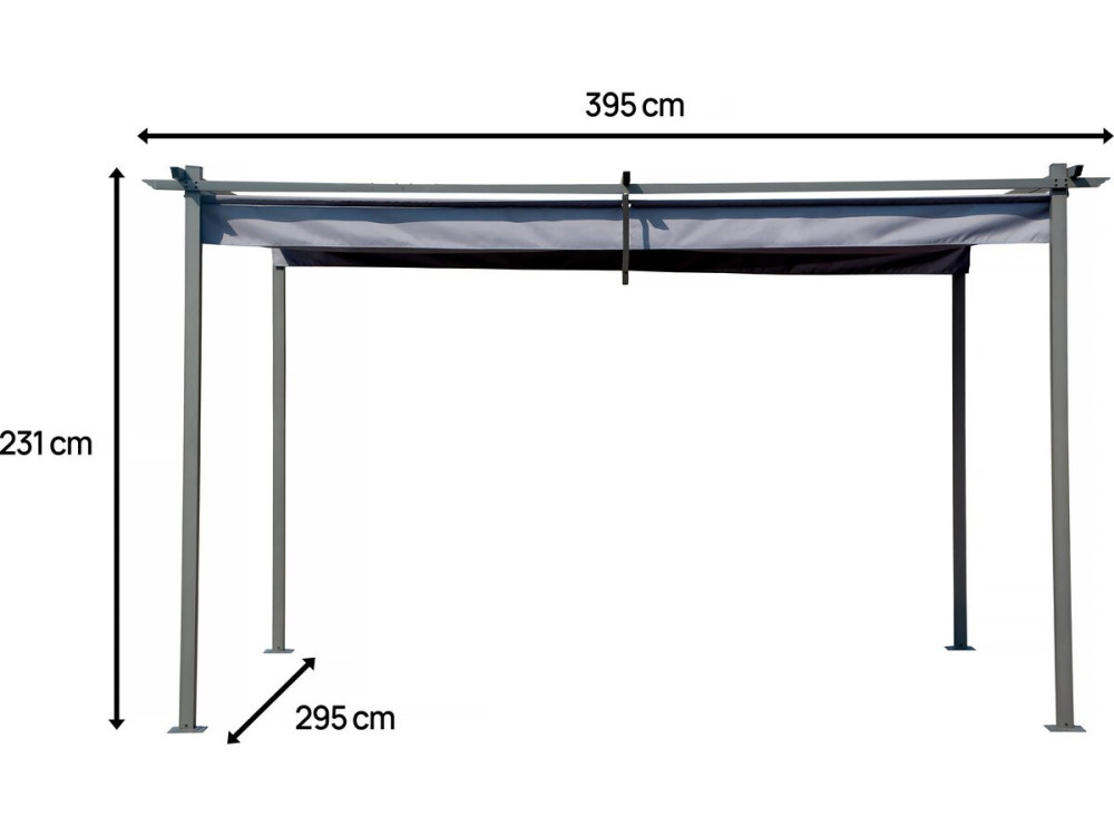 Pergola with retractable roof - 3 x 4 m - Grey