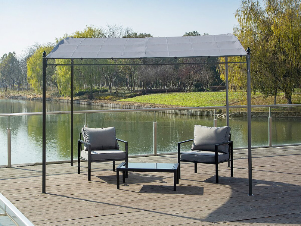 Metal lean-to pergola - 3 x 2.5 m - Grey