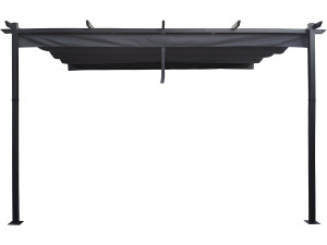 Aluminium lean-to pergola with retractable roof - 3 x 4 m - Grey