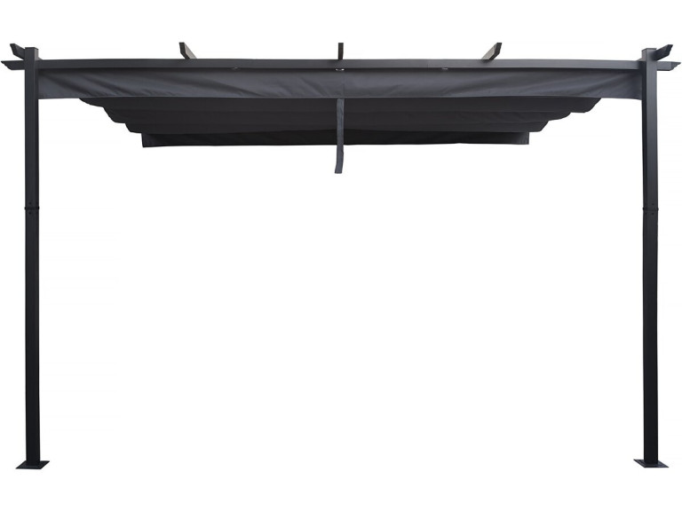 Aluminium lean-to pergola with retractable roof - 3 x 4 m - Grey