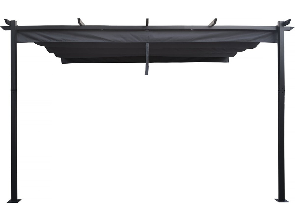Aluminium lean-to pergola with retractable roof - 3 x 4 m - Grey