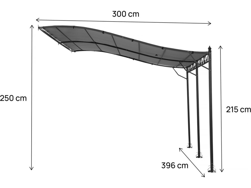 Metal gazebo - 3 x 4 m - Grey