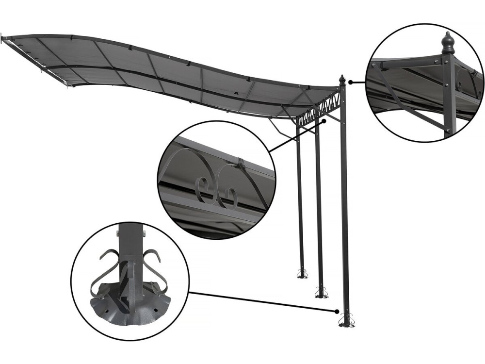 Metal gazebo - 3 x 4 m - Grey