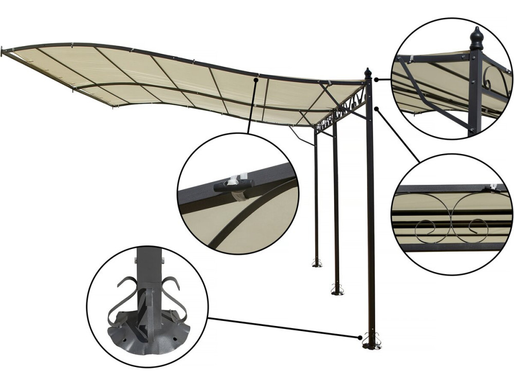 Metal gazebo - 3 x 4 m - Beige