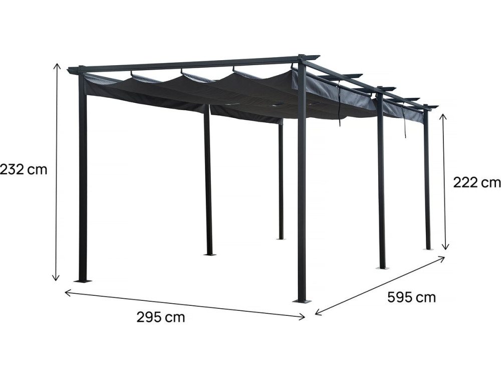 Metal pergola with retractable roof - 3 x 6 m - Anthracite
