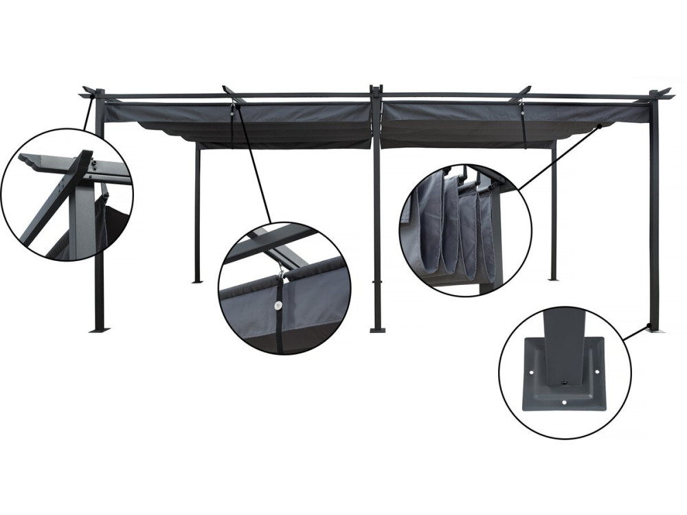 Metal pergola with retractable roof - 3 x 6 m - Anthracite