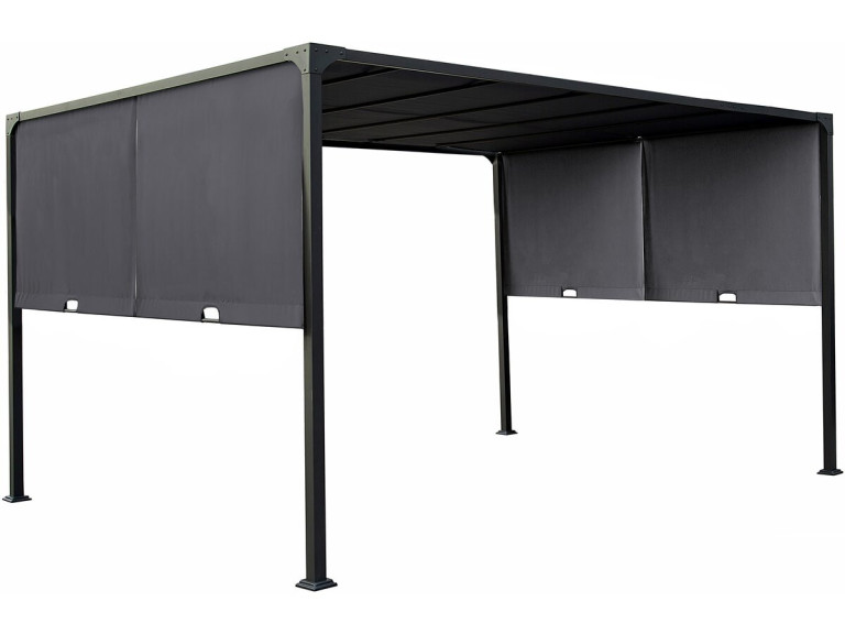 Pergola with sliding metal roof "Courtenay" - 3 x 4 m - Grey