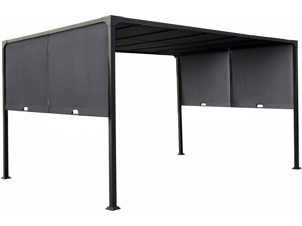 Pergola with sliding metal roof "Courtenay" - 3 x 4 m - Grey