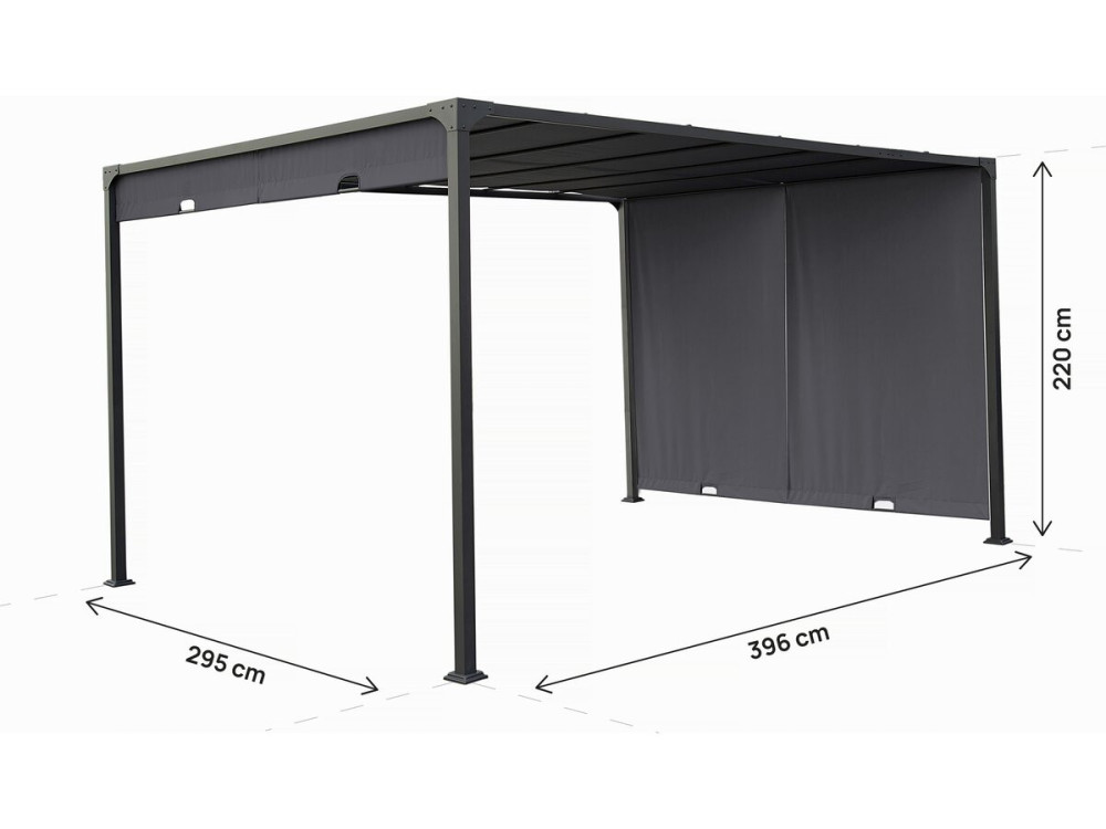 Pergola with sliding metal roof "Courtenay" - 3 x 4 m - Grey
