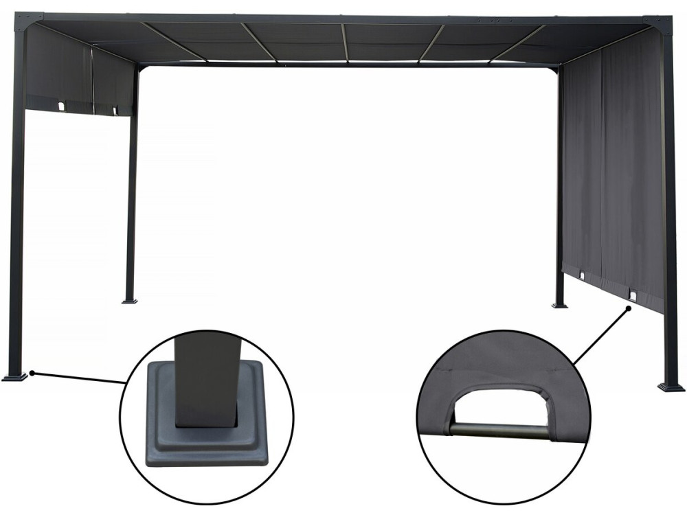 Pergola with sliding metal roof "Courtenay" - 3 x 4 m - Grey