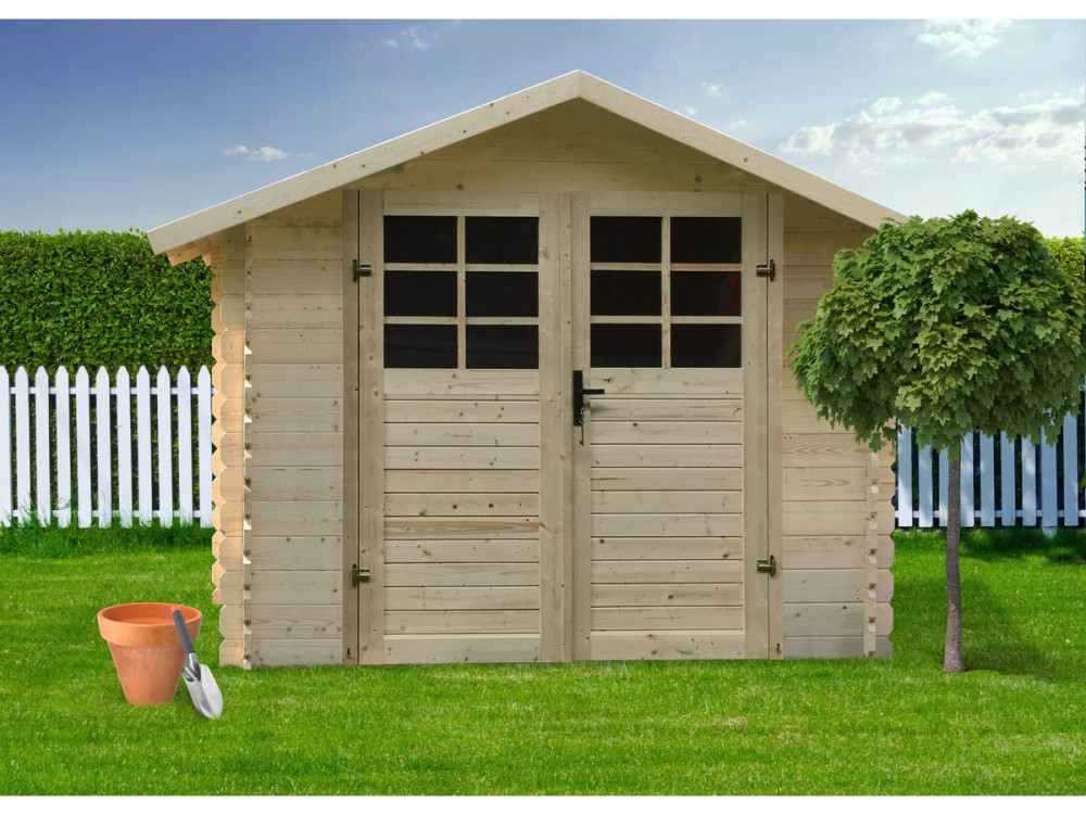 Traditional wooden garden shed - 8.88 m2 - 2.98 x 2.98x 2.18 m - 28 mm