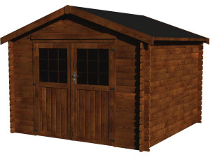 Valodeal" wooden garden shed - 8.88 m² - 2.98 x 2.98 x 2.39 m - 34 mm - Brown finish