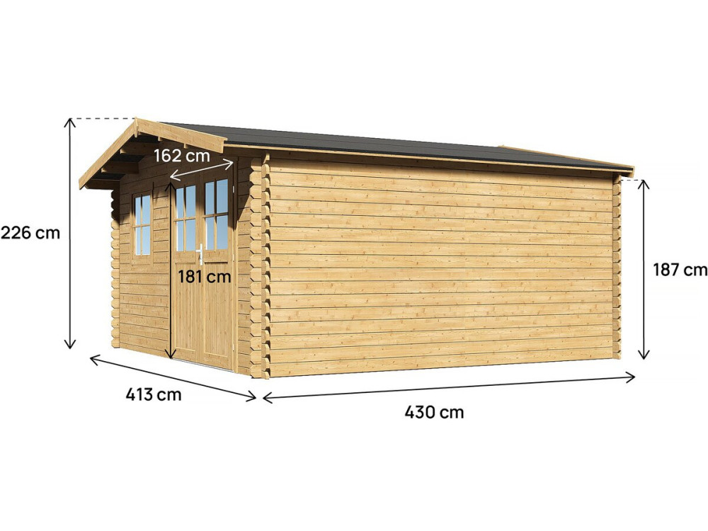 Belval" wooden garden shed - 18.75 m² - 28 mm