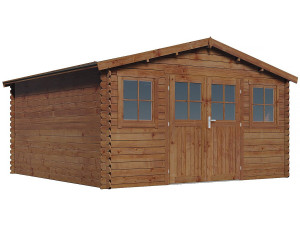 Lormont" brown autoclave-treated wooden garden shed - 21.2 m² - 28 mm