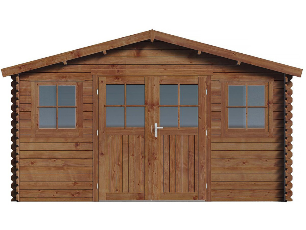 Lormont" brown autoclave-treated wooden garden shed - 21.2 m² - 28 mm
