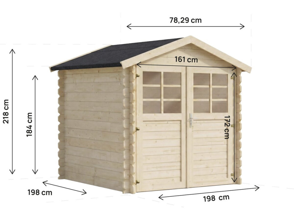 Beaumont" wooden garden shed - 4.48 m² - 223 x 201 cm - 28 mm